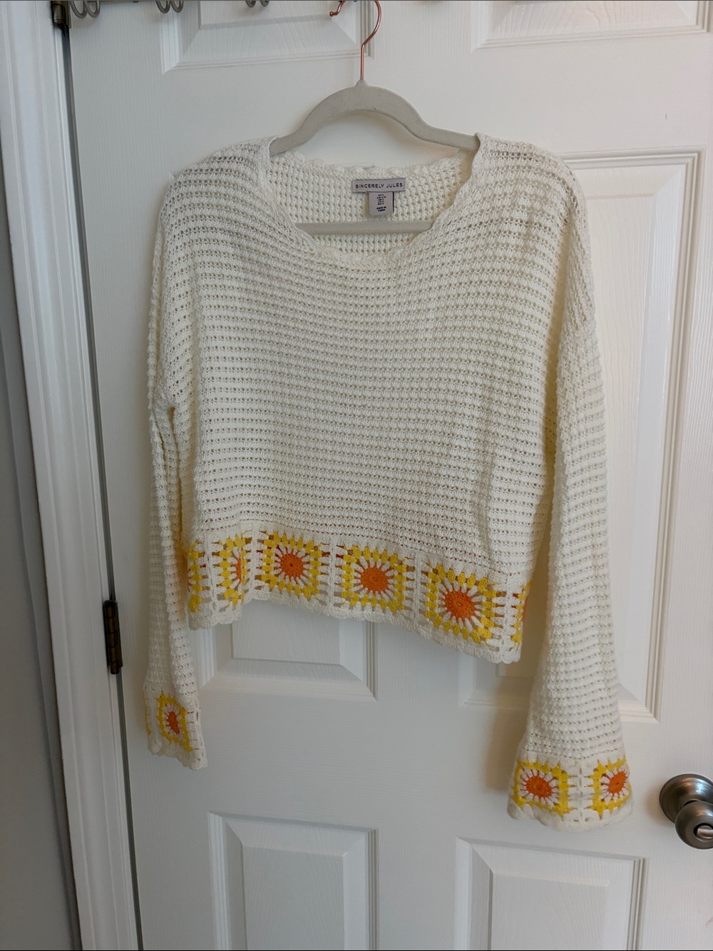 Sincerely Jules Cream Open-Knit Sweater
